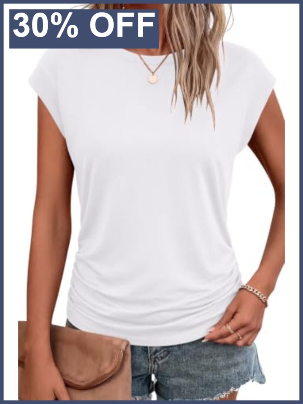 Womens Summer Tops Cap Sleeve Crew Neck Casual T Shirt Loose Fit
